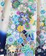 成人式振袖[かわいい系]白に紺ぼかし・緑青黄の花々[身長162cmまで]No.1089